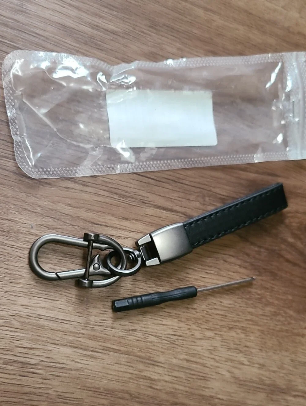 NEW! Black Leather Corvette Keychain Strap with Metal Clip